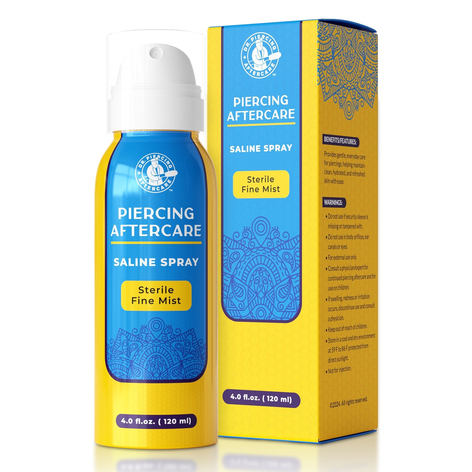 Piercing Aftercare Sterile Saline Spray 4.0 oz - Wholesale