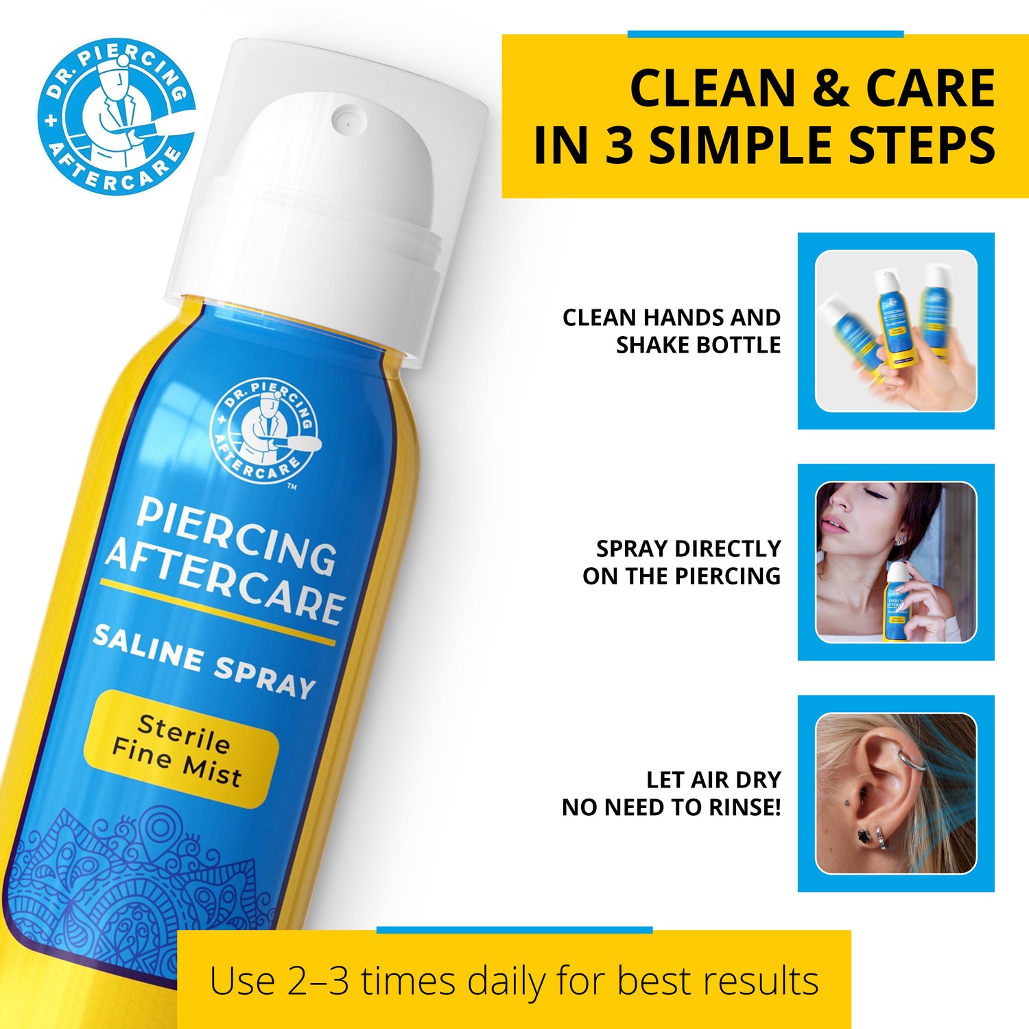 Piercing Aftercare Sterile Saline Spray 4.0 oz - Wholesale