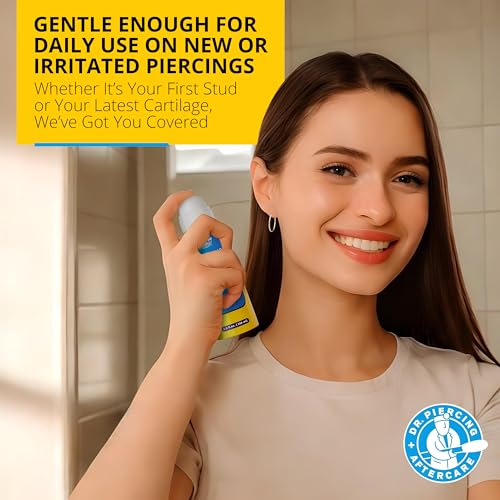 Dr. Piercing Aftercare Spray 4.0 oz Sterile Saline Solution - Gentle Mist Cleaner for Ear Nose and Body Piercings - Simple Two Ingredient Formula