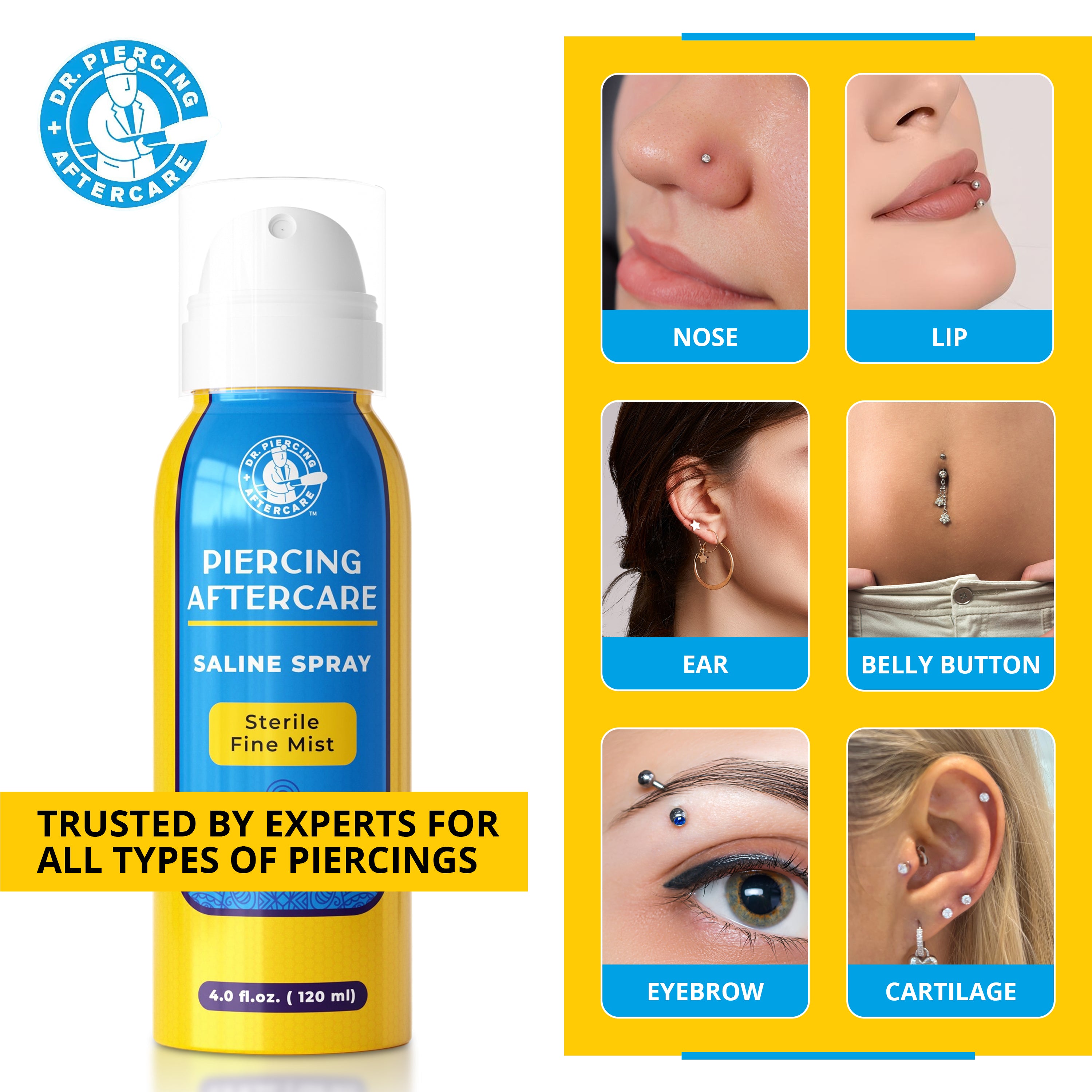Piercing Aftercare Sterile Saline Spray 4.0 oz - Wholesale