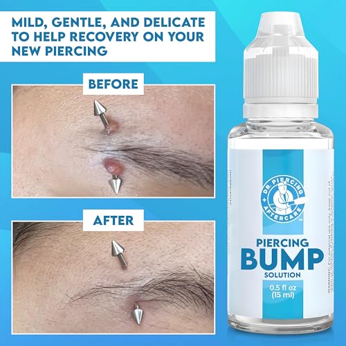 Dr. Piercing Aftercare Keloid Drops – Non - Greasy Saline Solution for Keloid Bump Removal for Piercings - May Reduce Appearance of Nose Piercing Bump, Nose Ear Lip Belly (15 mL) - Dr. Piercing Aftercare