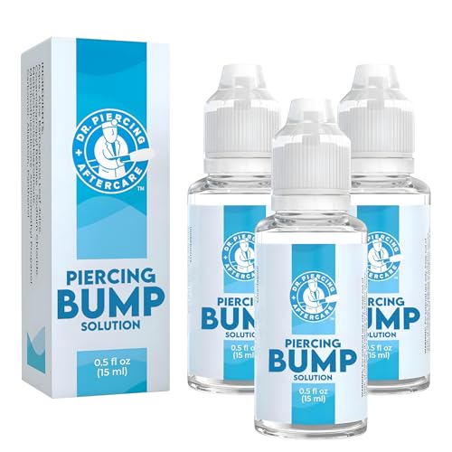 Dr. Piercing Aftercare Keloid Drops – Non - Greasy Saline Solution for Keloid Bump Removal for Piercings - May Reduce Appearance of Nose Piercing Bump, Nose Ear Lip Belly (15 mL) - Dr. Piercing Aftercare