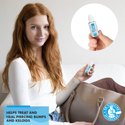 Dr. Piercing Aftercare Swabs Bundle with Keloid Bump Removal Drops - Saline Solution For Piercings - Ear Piercing Cleaner - Dr. Piercing Aftercare