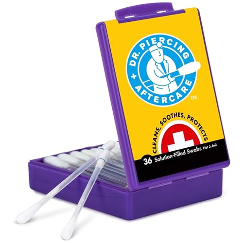 Dr. Piercing Aftercare Swabs – Piercing Bump Saline Solution for Cleansing Earring, Nose, Belly, and Ear Piercings – Gentle Saline Wash for a Refreshing Experience – 36 Easy - to - Use Swabs (1 - Pack) - Dr. Piercing Aftercare