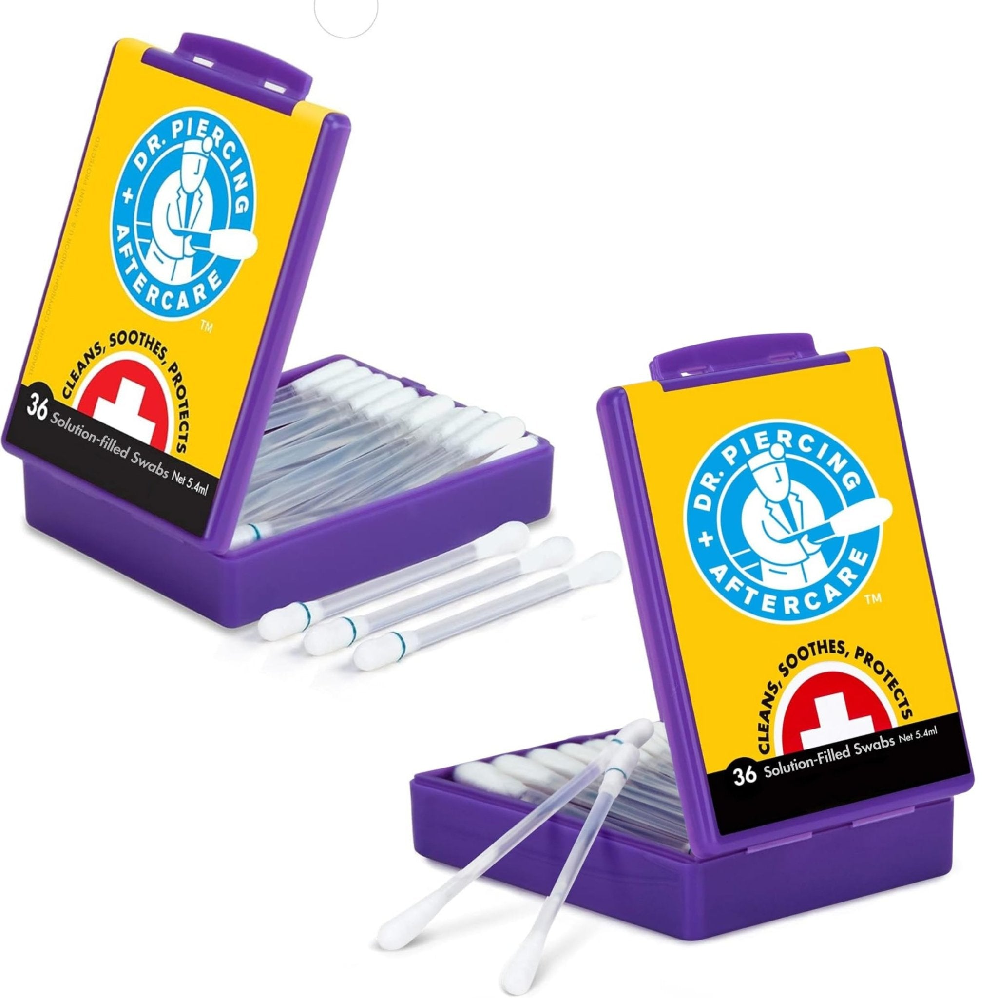 Dr. Piercing Aftercare Swabs – Piercing Bump Saline Solution for Cleansing Earring, Nose, Belly, and Ear Piercings – Gentle Saline Wash for a Refreshing Experience – 36 Easy - to - Use Swabs (1 - Pack) - Dr. Piercing Aftercare