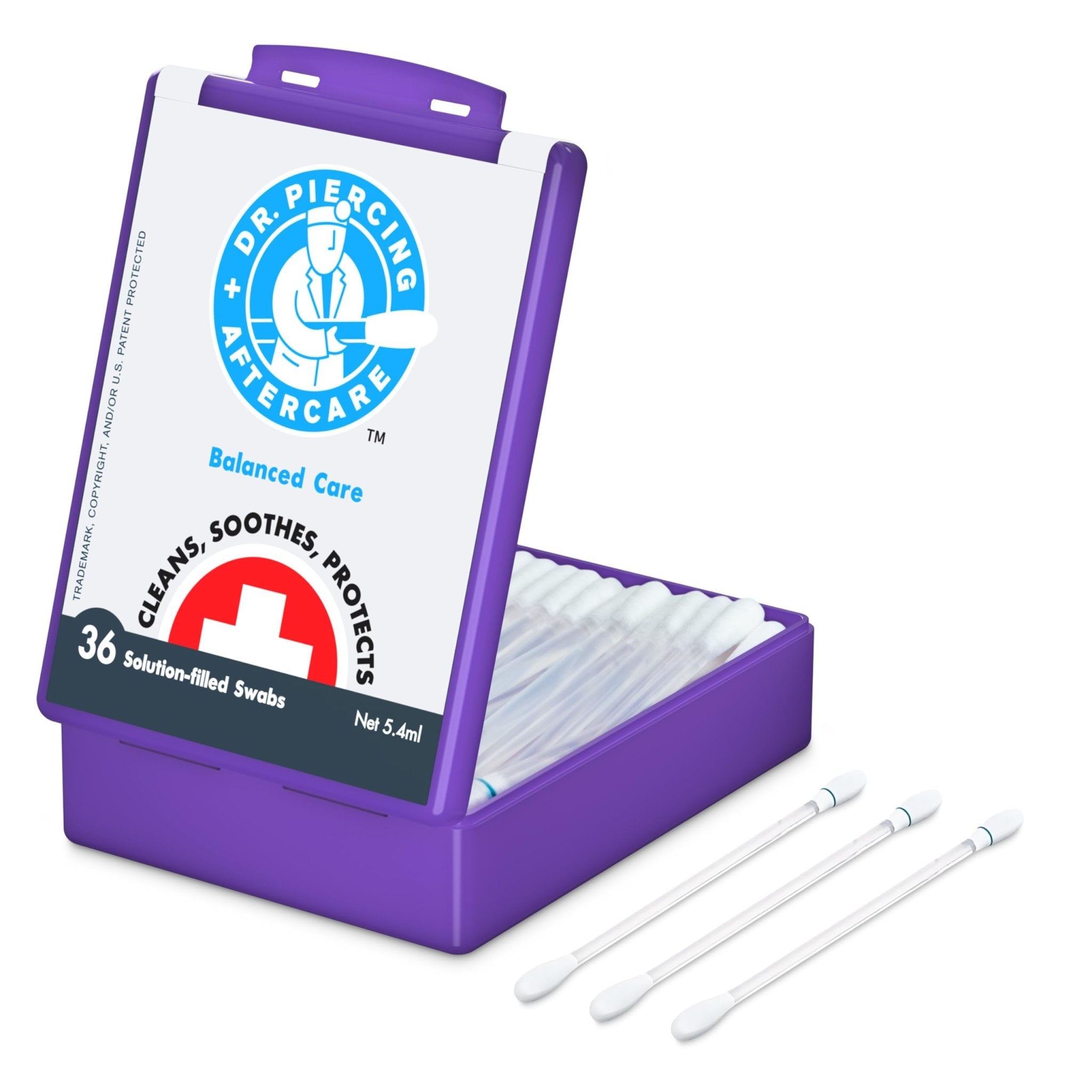 Dr. Piercing Aftercare Swabs - Saline Solution for Piercings - Earring Nose Belly Ear Piercing Cleaner - Saline Wash, Ear Hole Cleaner – Piercing Aftercare Formula - 36 Swabs - Dr. Piercing Aftercare