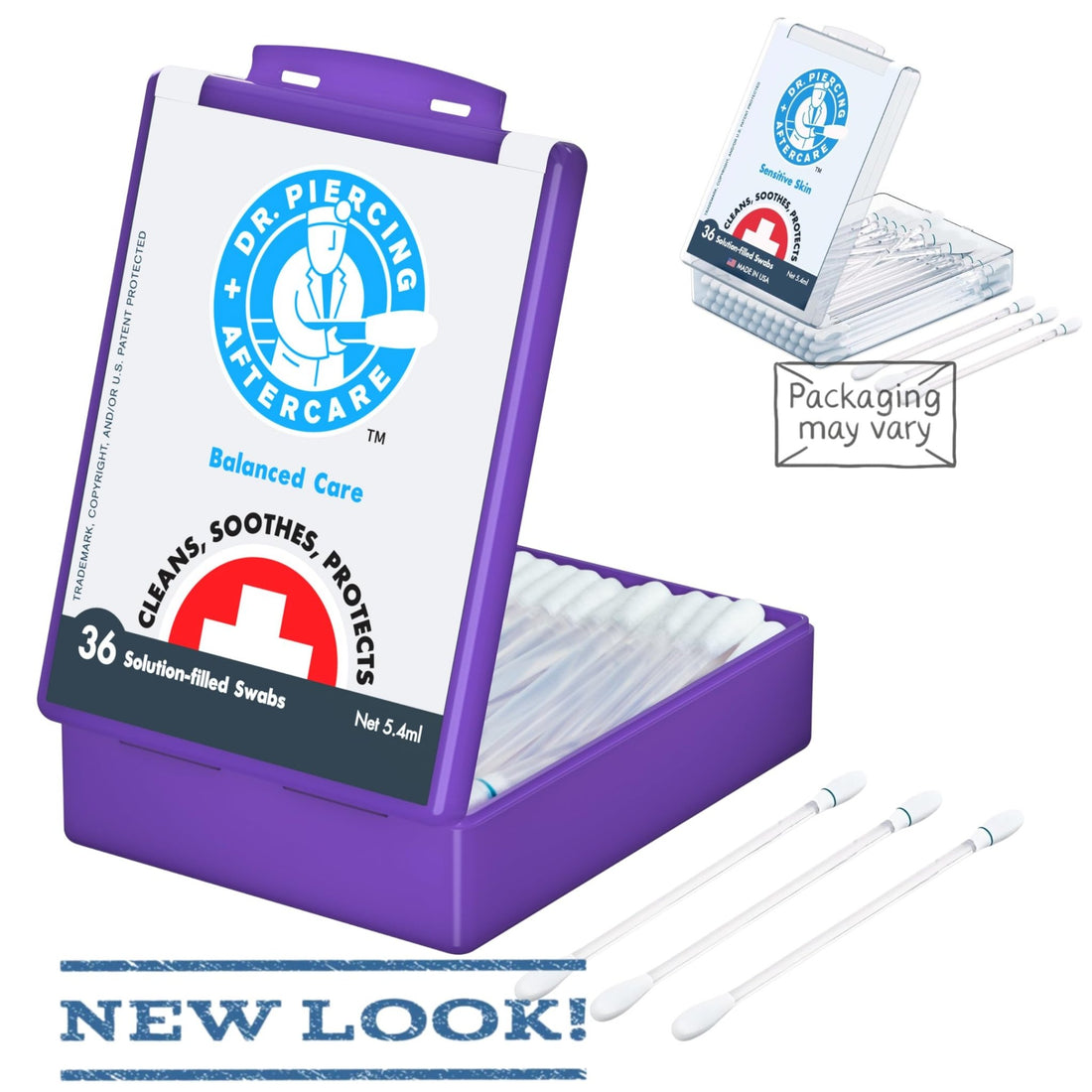 Dr. Piercing Aftercare Swabs - Saline Solution for Piercings - Earring Nose Belly Ear Piercing Cleaner - Saline Wash, Ear Hole Cleaner – Piercing Aftercare Formula - 36 Swabs - Dr. Piercing Aftercare