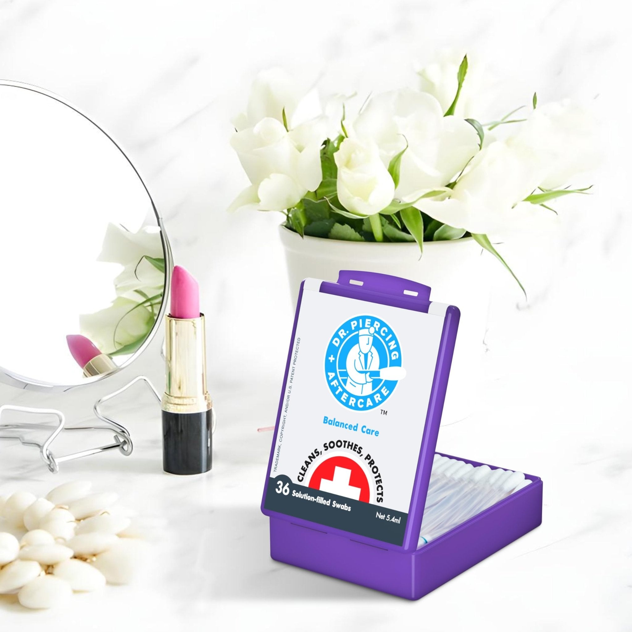 Dr. Piercing Aftercare Swabs - Saline Solution for Piercings - Earring Nose Belly Ear Piercing Cleaner - Saline Wash, Ear Hole Cleaner – Piercing Aftercare Formula - 36 Swabs - Dr. Piercing Aftercare