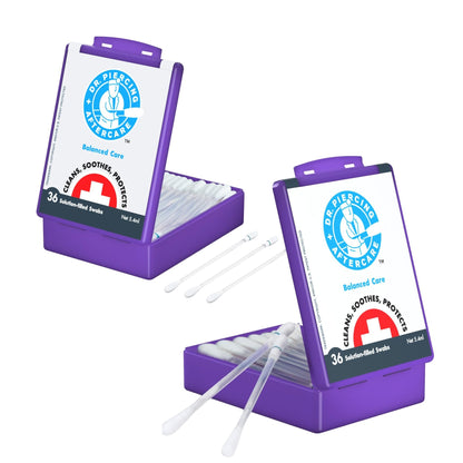 Dr. Piercing Aftercare Swabs - Saline Solution for Piercings - Earring Nose Belly Ear Piercing Cleaner - Saline Wash, Ear Hole Cleaner – Piercing Aftercare Formula - 36 Swabs - Dr. Piercing Aftercare