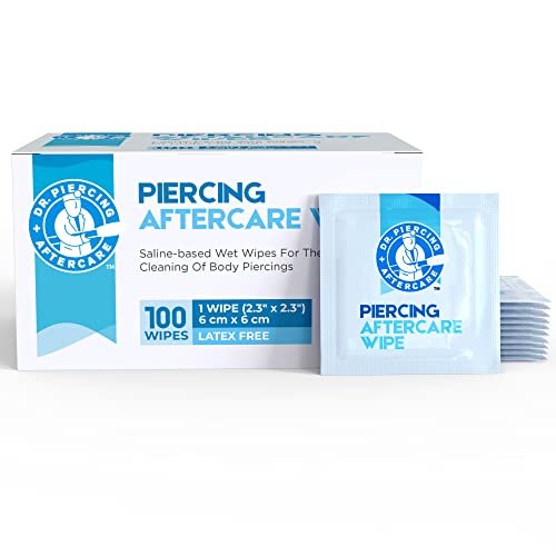 Dr. Piercing Aftercare Wipes – Piercing Aftercare | Saline Solution for Piercings - Keloid Bump Ear Piercing Cleaner – Ears Lips Belly Nose Piercing Bump - Piercing Hole Cleaner (50 Count) - Dr. Piercing Aftercare