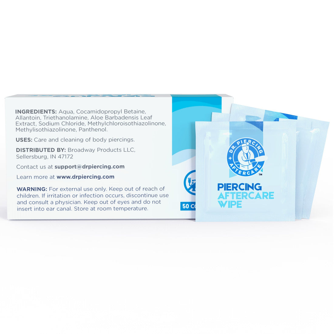 100 Wipes - Wound Treatments &amp; Skin Relief - Dr. Piercing Aftercare