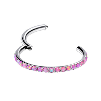 Clicker Conch Piercing With Pink Opal Stones Surgical Steel - Dr. Piercing Aftercare