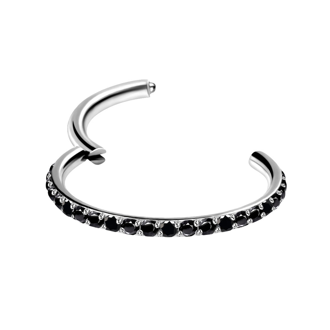 Clicker Piercing for Conch, Septum and hoop With Black Gems Surgical Steel - Dr. Piercing Aftercare
