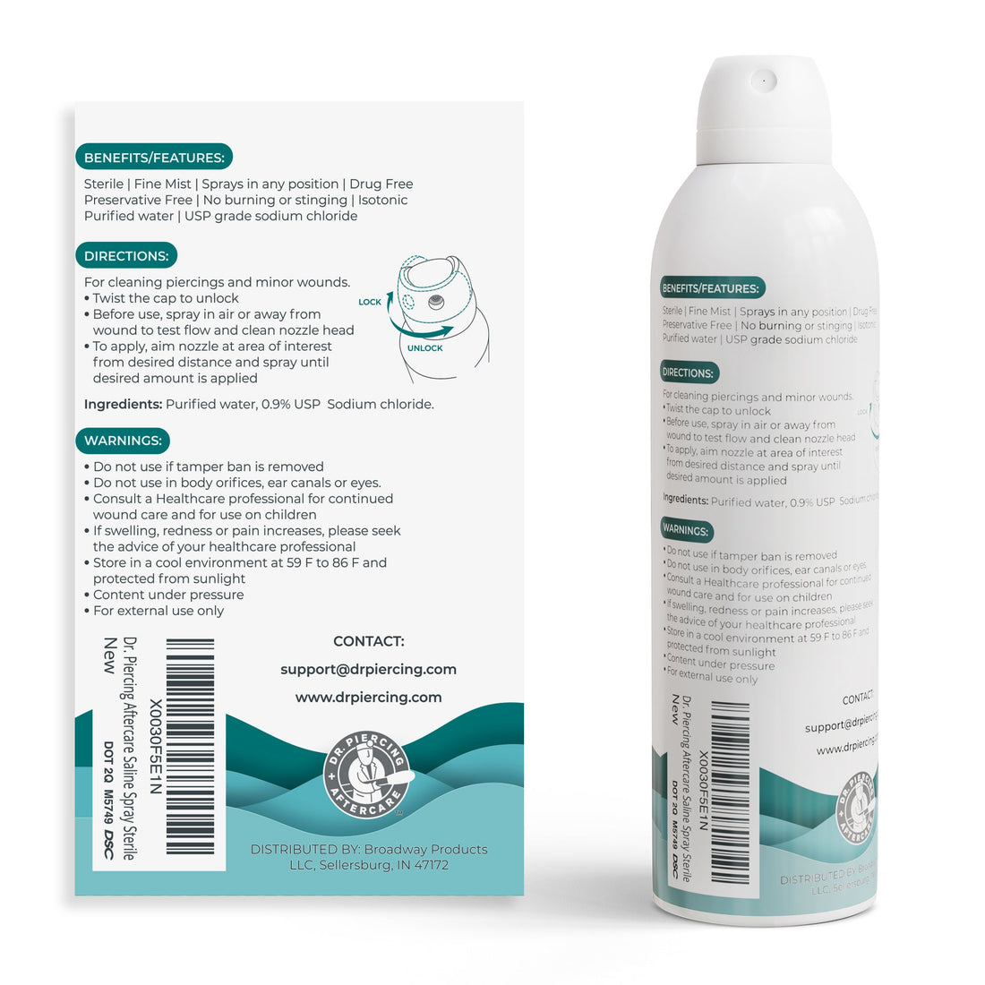 Dr. Piercing Aftercare Sterile Saline, For wound care - Dr. Piercing Aftercare