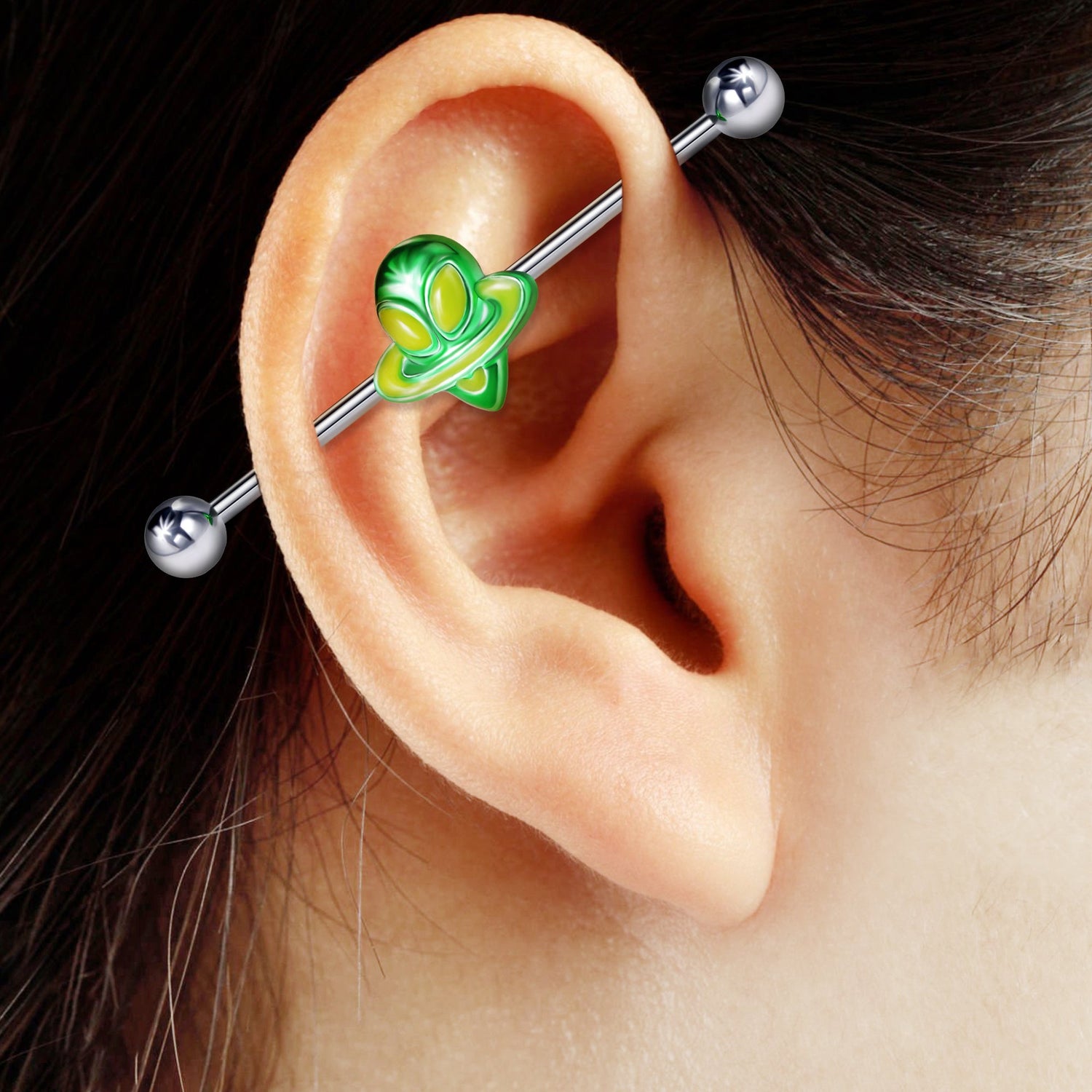 Space Alien Industrial Barbell Piercing - Dr. Piercing Aftercare