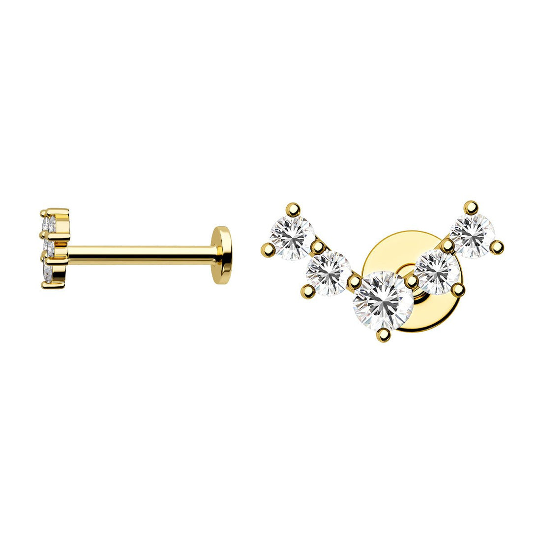 Stainless steel gold labret - Dr. Piercing Aftercare